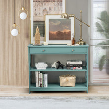 Load image into Gallery viewer, Console Table 3-Tier with Drawer and Storage Shelves-Turquoise
