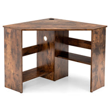 Load image into Gallery viewer, Corner Computer Desk Triangle Writing Workstation with Storage Shelf-Rustic Brown
