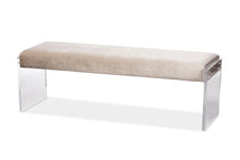 Load image into Gallery viewer, Baxton Studio Hildon Modern and Contemporary Beige Microsuede Fabric Upholstered Lux Bench with Paneled Acrylic Legs
