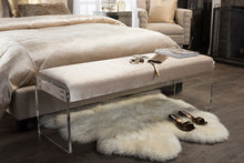 Load image into Gallery viewer, Baxton Studio Hildon Modern and Contemporary Beige Microsuede Fabric Upholstered Lux Bench with Paneled Acrylic Legs
