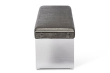 Load image into Gallery viewer, Baxton Studio Hildon Modern and Contemporary Grey Microsuede Fabric Upholstered Lux Bench with Paneled Acrylic Legs
