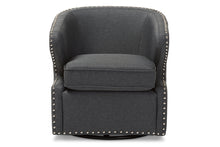 Load image into Gallery viewer, Baxton Studio Finley Mid-century Modern Grey Fabric Upholstered Swivel Armchair
