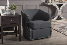 Load image into Gallery viewer, Baxton Studio Finley Mid-century Modern Grey Fabric Upholstered Swivel Armchair
