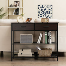 Load image into Gallery viewer, 39.5 Inch Entryway Table with 2 Drawers and 2-Tier Shelves-Dark Brown
