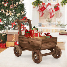 Load image into Gallery viewer, Decorative Wooden Wagon Cart with Handle Wheels and Drainage Hole-Rustic Brown
