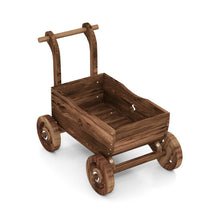 Load image into Gallery viewer, Decorative Wooden Wagon Cart with Handle Wheels and Drainage Hole-Rustic Brown
