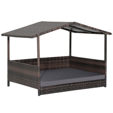 Load image into Gallery viewer, Outdoor Wicker Dog House with Weatherproof Roof-Gray
