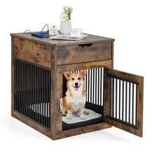 Load image into Gallery viewer, 2-In-1 Dog House with Drawer and Wired Wireless Charging-Rustic Brown
