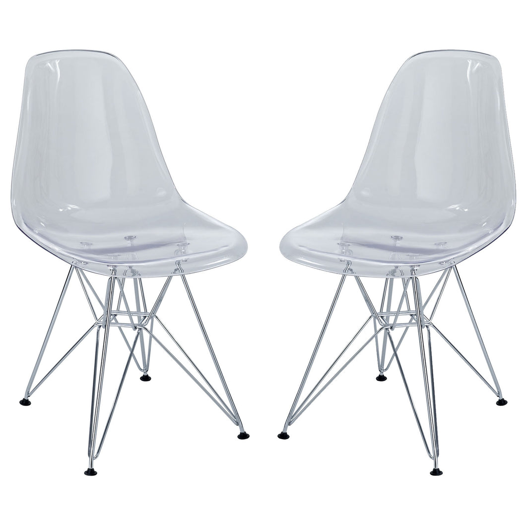 Paris Dining Side Chair Set of 2 in Clear