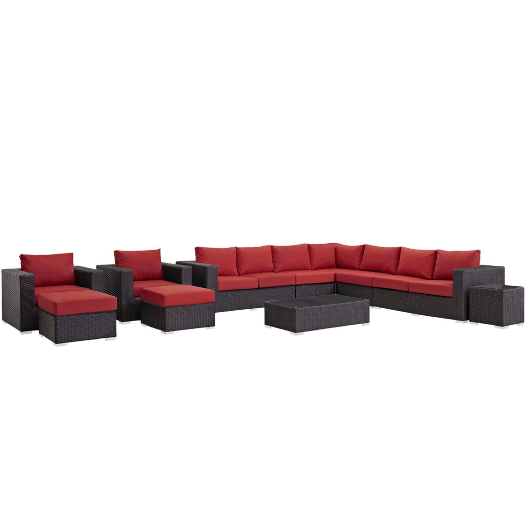 Sojourn 11 Piece Outdoor Patio Sunbrella¨ Sectional Set by Modway