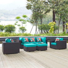 Load image into Gallery viewer, Convene 7 Piece Sectional Set in Espresso Turquoise
