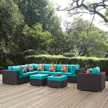 Load image into Gallery viewer, Convene 9 Piece Sectional Set in Espresso Turquoise
