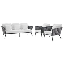 Load image into Gallery viewer, Stance 3 Piece Outdoor Patio Aluminum Sectional Sofa Set by Modway
