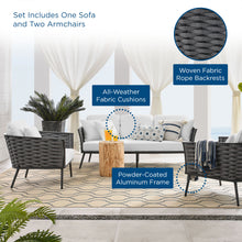 Load image into Gallery viewer, Stance 3 Piece Outdoor Patio Aluminum Sectional Sofa Set by Modway
