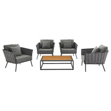 Load image into Gallery viewer, Stance 5 Piece Outdoor Patio Aluminum Sectional Sofa Set by Modway
