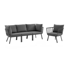 Load image into Gallery viewer, Riverside 4 Piece Outdoor Aluminum Set in Gray Charcoal
