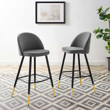 Load image into Gallery viewer, Cordial Performance Velvet Bar Stools Set of 2 by Modway
