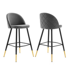 Load image into Gallery viewer, Cordial Performance Velvet Bar Stools Set of 2 by Modway
