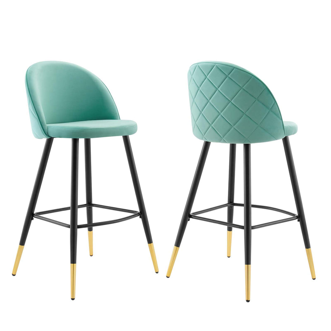 Cordial Performance Velvet Bar Stools Set of 2 by Modway