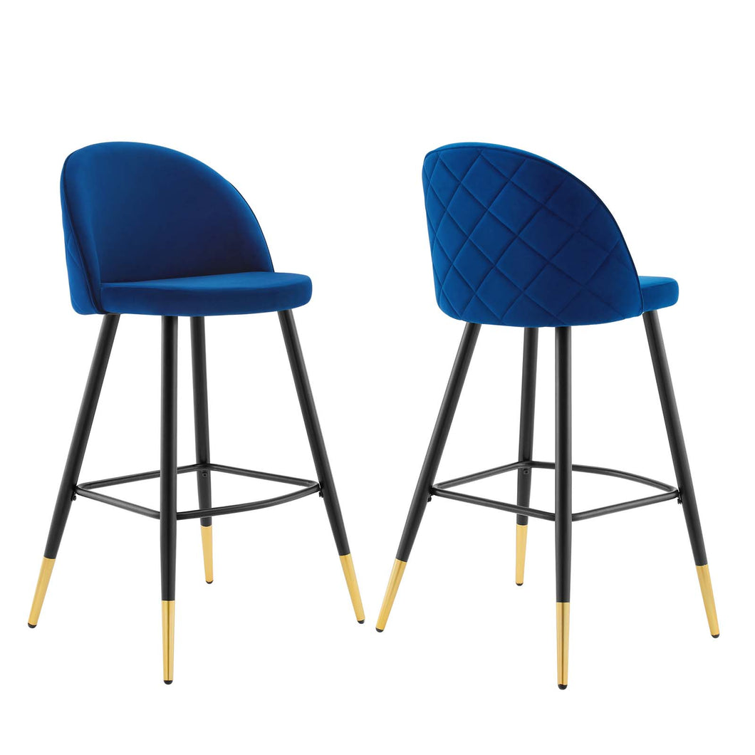 Cordial Performance Velvet Bar Stools Set of 2 by Modway