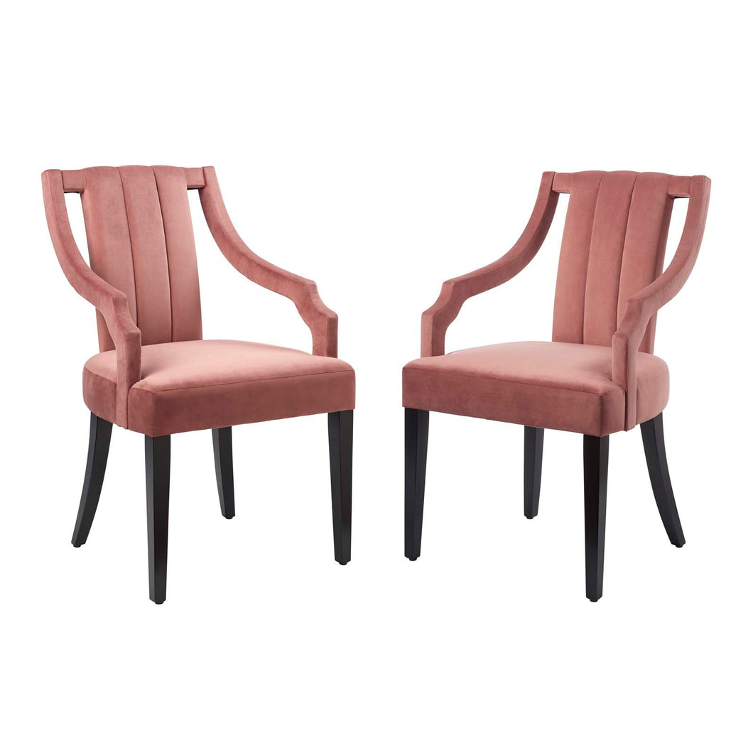Virtue Performance Velvet Dining Chairs Set of 2 by Modway