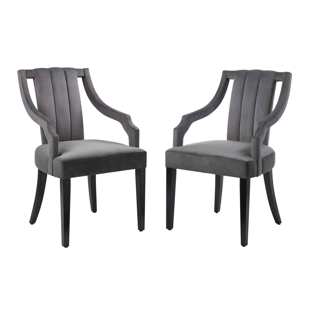 Virtue Performance Velvet Dining Chairs Set of 2 by Modway