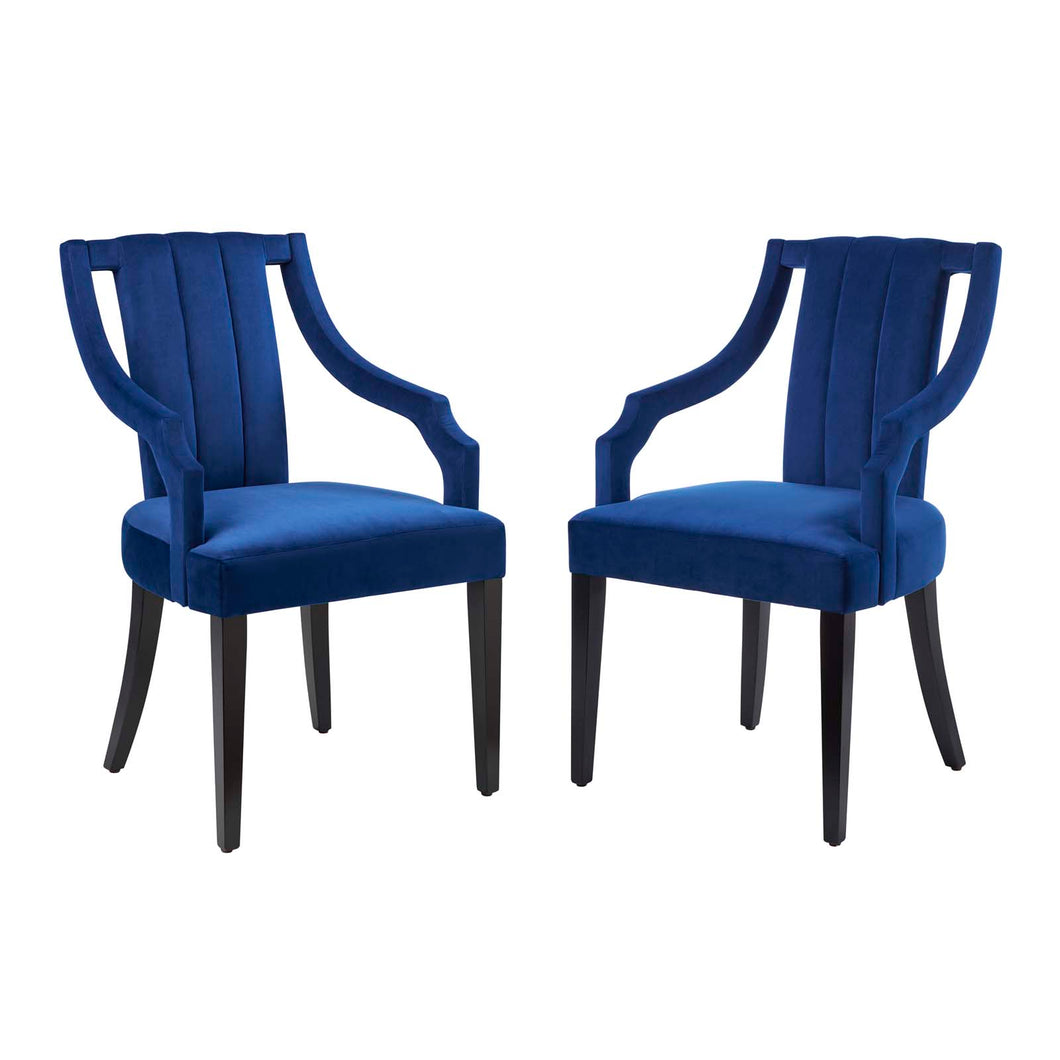 Virtue Performance Velvet Dining Chairs Set of 2 by Modway
