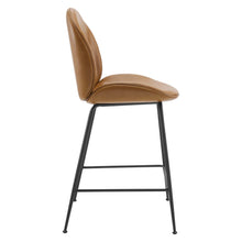 Load image into Gallery viewer, Scoop Black Powder Coated Steel Leg Vegan Leather Counter Stool by Modway
