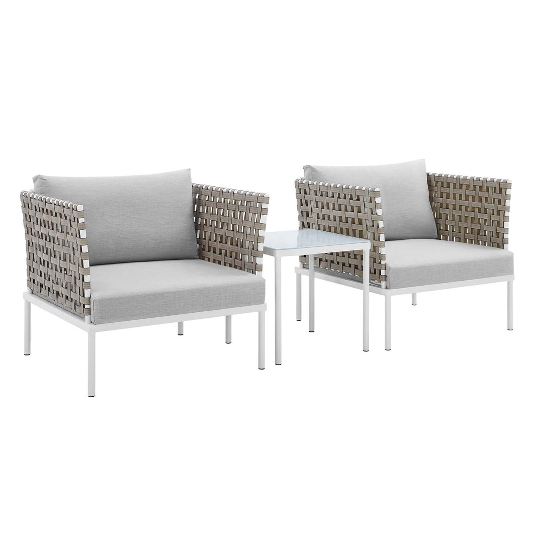 Harmony 3-Piece Sunbrella¨ Basket Weave Outdoor Patio Aluminum Seating Set by Modway