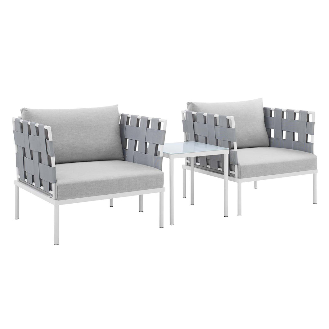 Harmony 3-Piece Sunbrella¨ Outdoor Patio Aluminum Seating Set by Modway