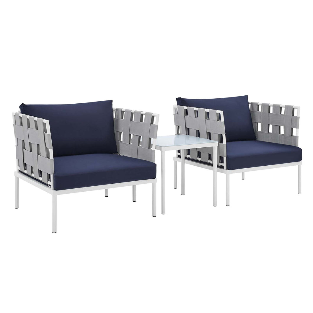 Harmony 3-Piece Sunbrella¨ Outdoor Patio Aluminum Seating Set by Modway