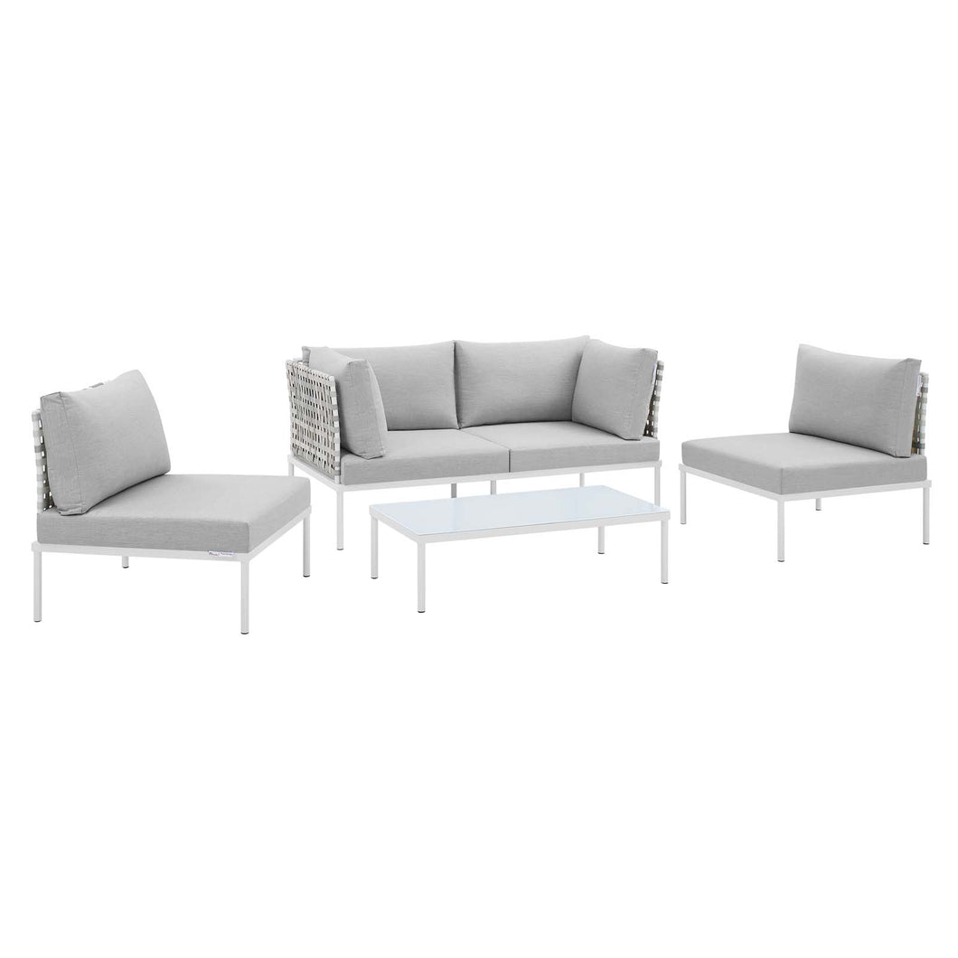 Harmony 4-Piece Sunbrella¨ Basket Weave Outdoor Patio Aluminum Seating Set by Modway