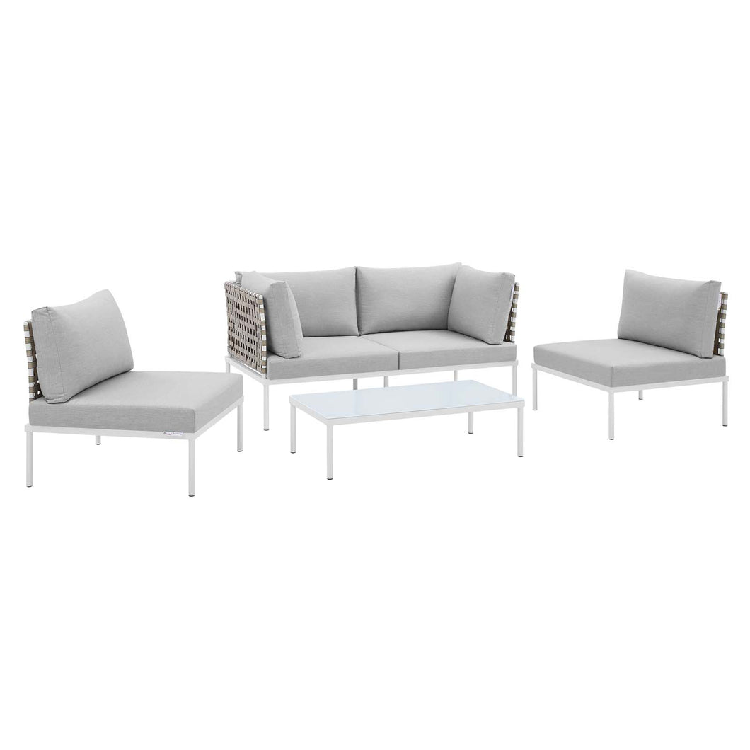 Harmony 4-Piece Sunbrella¨ Basket Weave Outdoor Patio Aluminum Seating Set by Modway