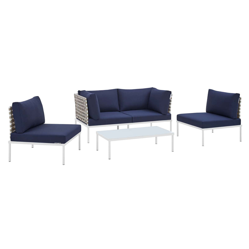 Harmony 4-Piece Sunbrella¨ Basket Weave Outdoor Patio Aluminum Seating Set by Modway