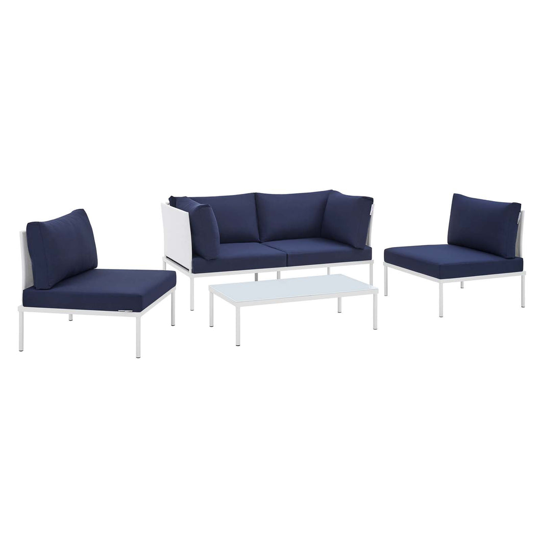 Harmony 4-Piece Sunbrella¨ Outdoor Patio Aluminum Seating Set by Modway