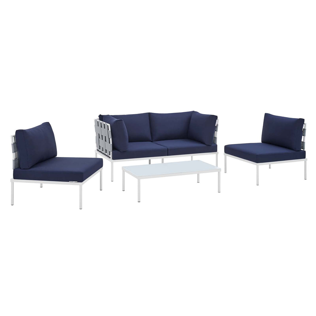 Harmony 4-Piece Sunbrella¨ Outdoor Patio Aluminum Seating Set by Modway