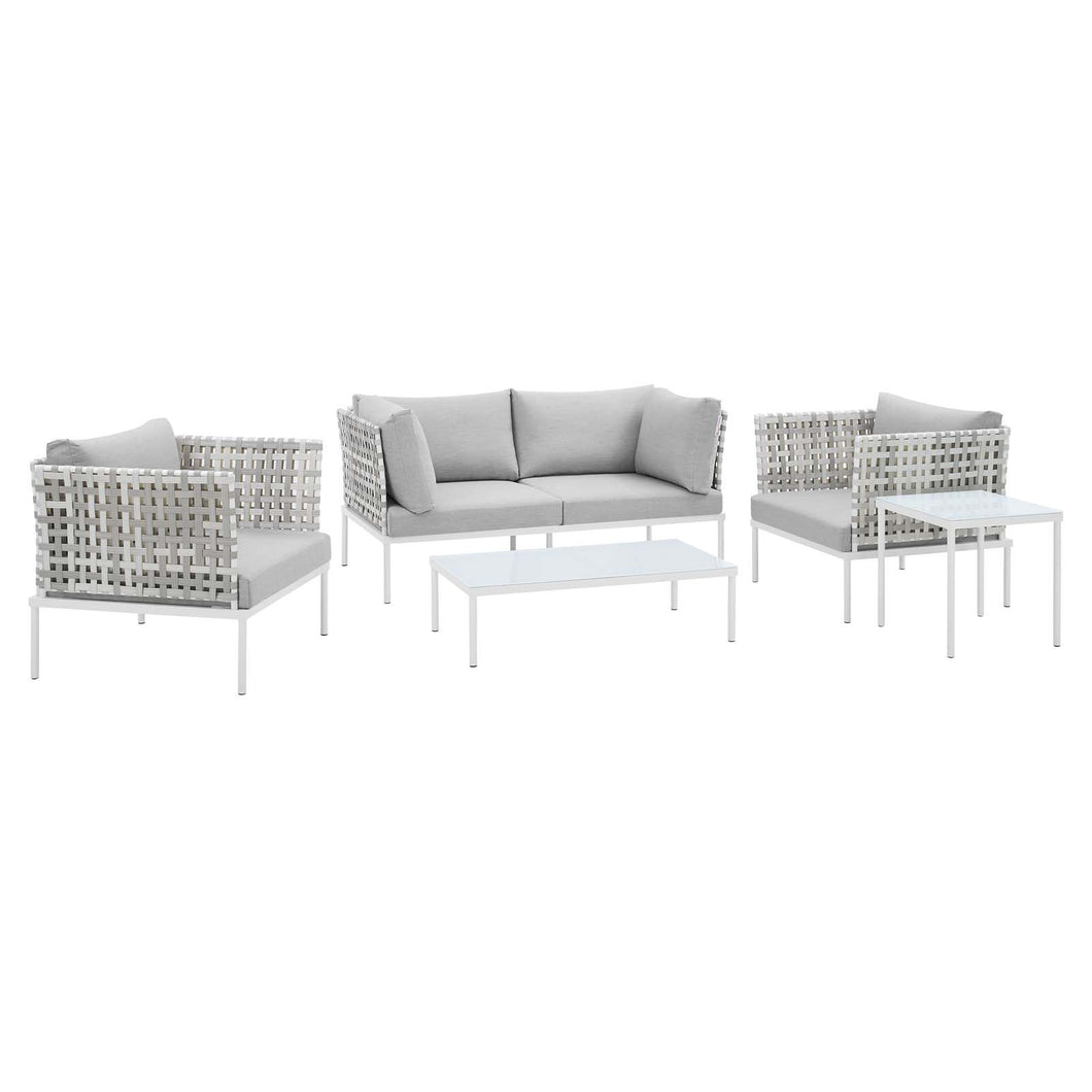 Harmony 5-Piece Sunbrella¨ Basket Weave Outdoor Patio Aluminum Seating Set by Modway