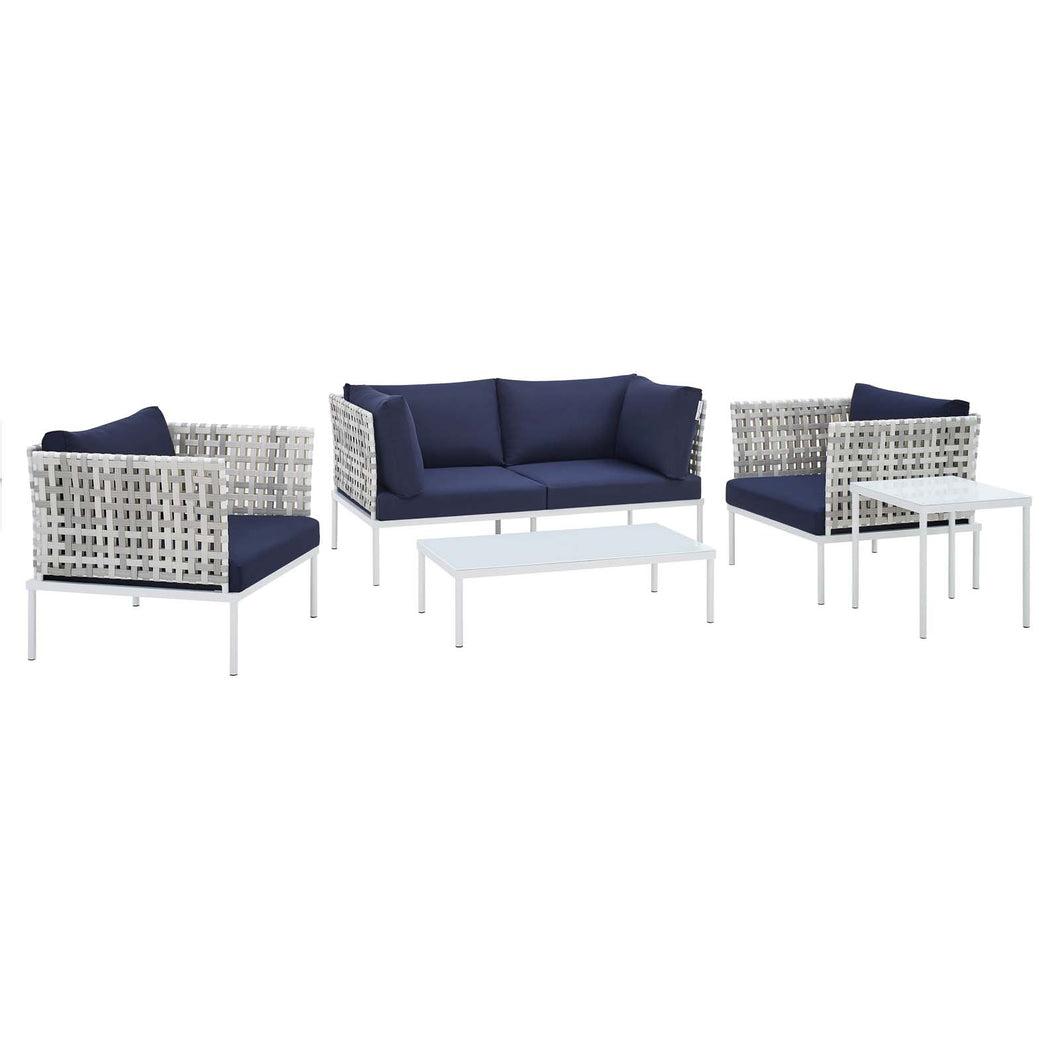 Harmony 5-Piece Sunbrella¨ Basket Weave Outdoor Patio Aluminum Seating Set by Modway