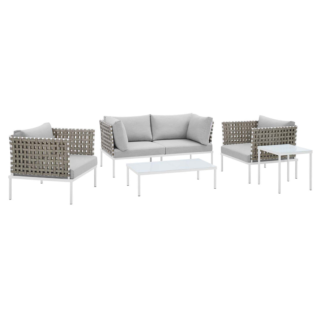 Harmony 5-Piece Sunbrella¨ Basket Weave Outdoor Patio Aluminum Seating Set by Modway