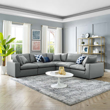 Load image into Gallery viewer, Commix 5-Piece Down Filled Overstuffed Vegan Leather Sectional Sofa by Modway
