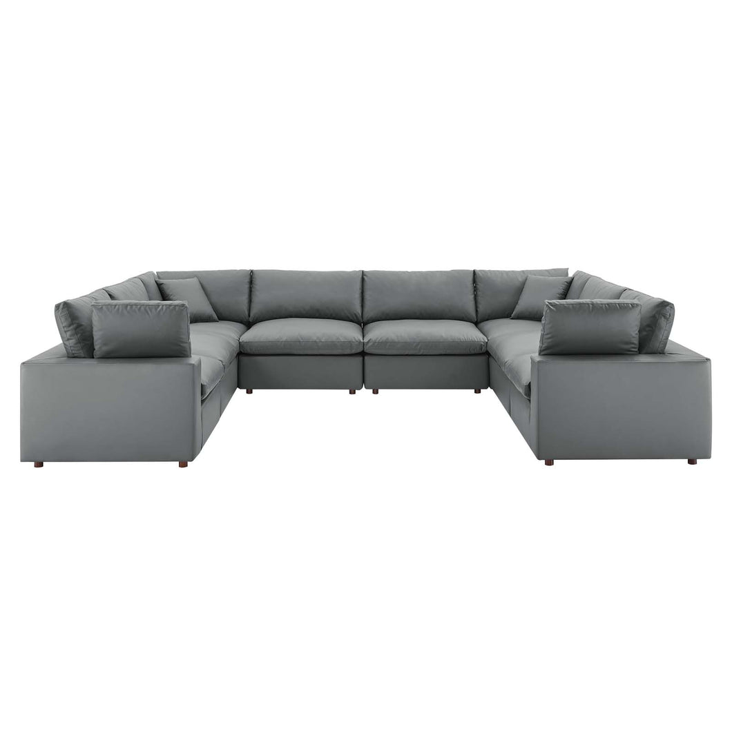 Commix 8-Piece Down Filled Overstuffed Vegan Leather Sectional Sofa by Modway