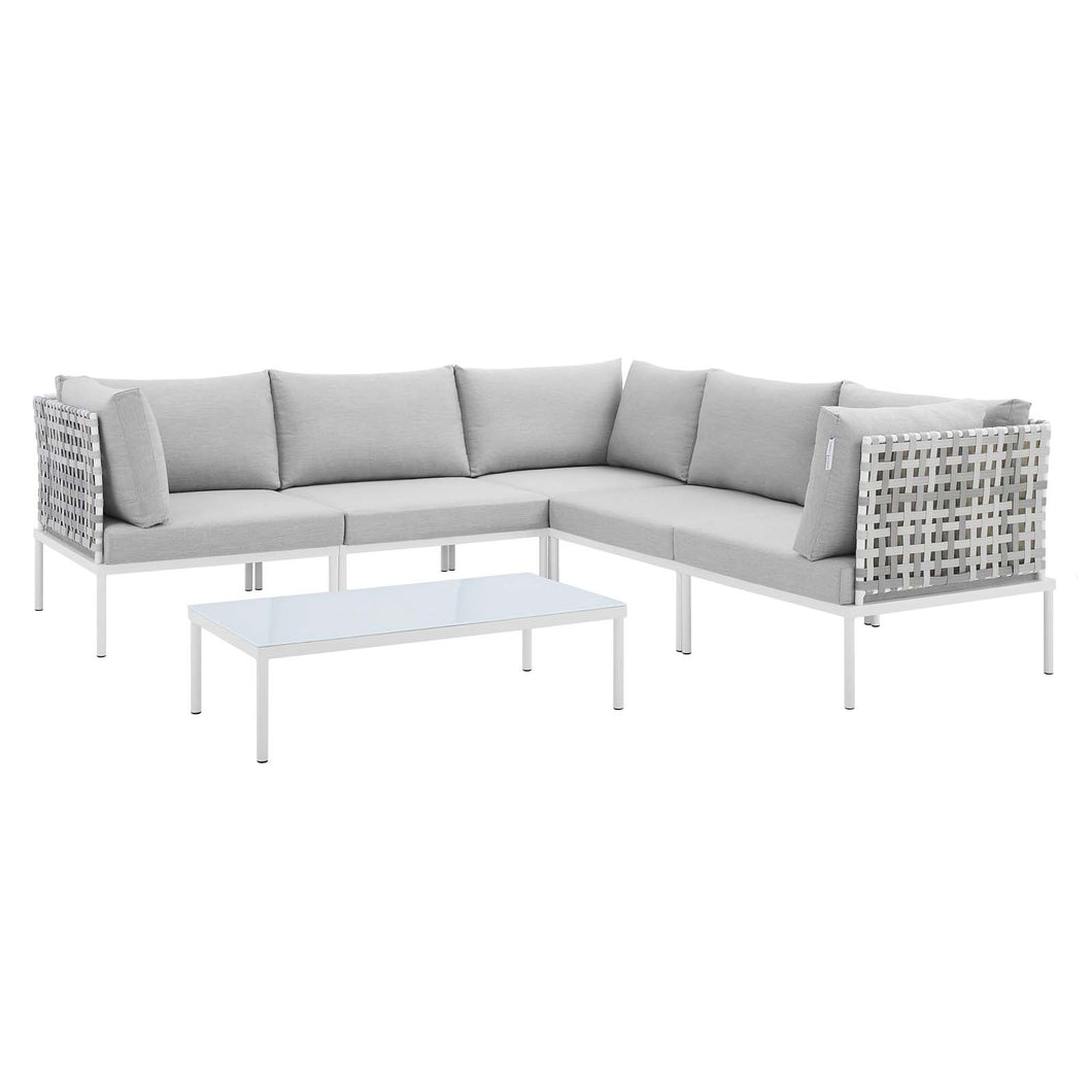 Harmony 6-Piece Sunbrella¨ Basket Weave Outdoor Patio Aluminum Sectional Sofa Set by Modway