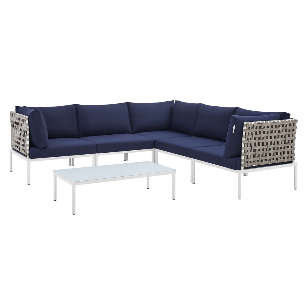 Harmony 6-Piece Sunbrella¨ Basket Weave Outdoor Patio Aluminum Sectional Sofa Set by Modway
