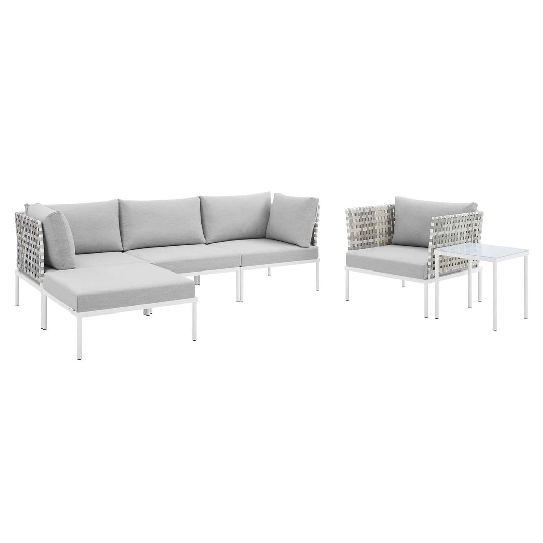 Harmony 6-Piece Sunbrella¨ Basket Weave Outdoor Patio Aluminum Seating Set by Modway
