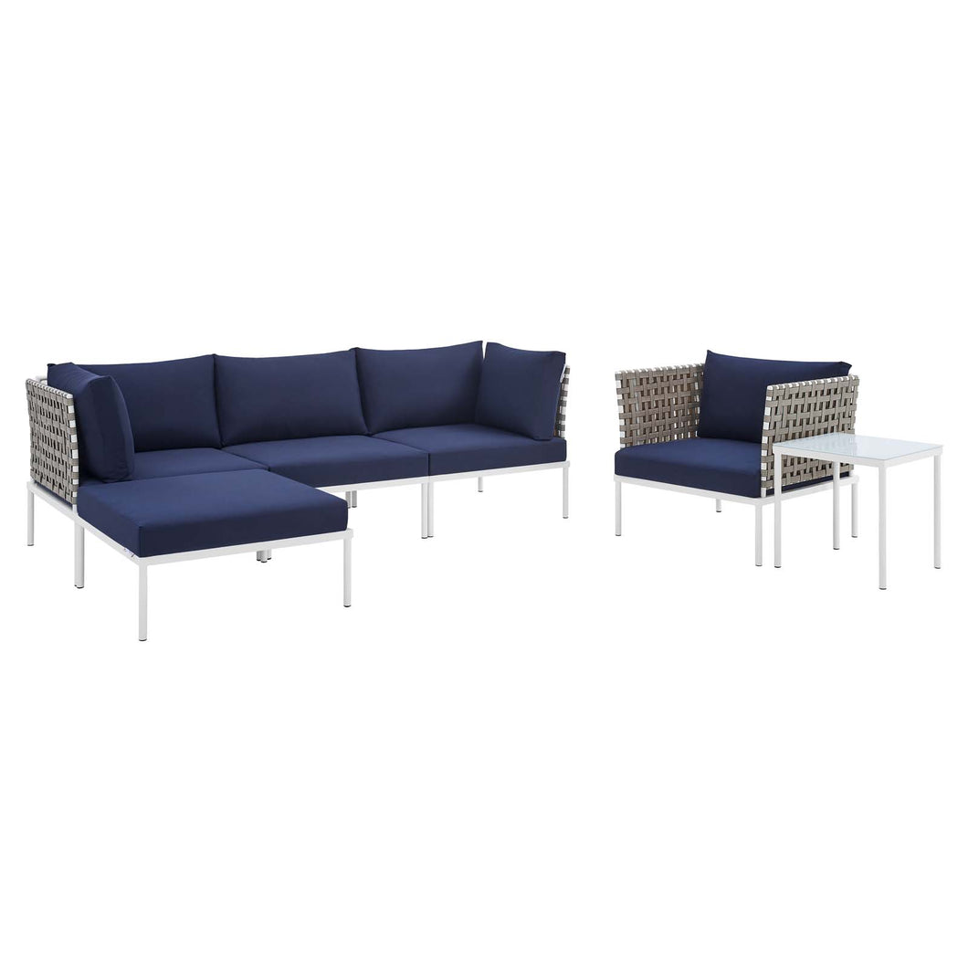 Harmony 6-Piece Sunbrella¨ Basket Weave Outdoor Patio Aluminum Seating Set by Modway