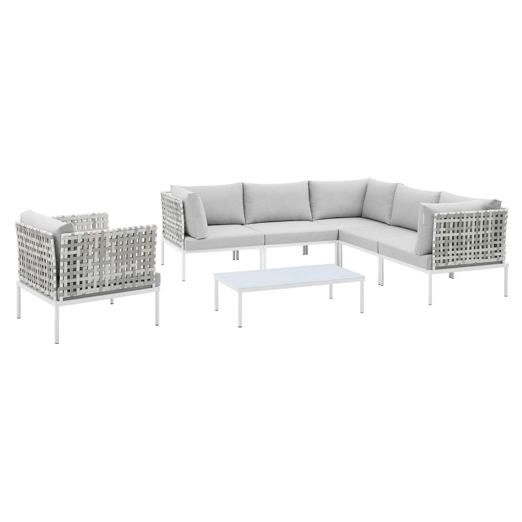 Harmony 7-Piece Sunbrella¨ Basket Weave Outdoor Patio Aluminum Sectional Sofa Set by Modway