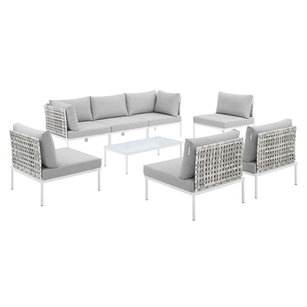 Harmony 8-Piece Sunbrella¨ Basket Weave Outdoor Patio Aluminum Sectional Sofa Set by Modway