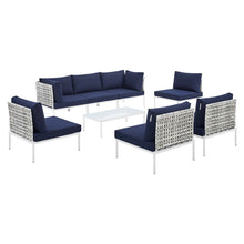 Load image into Gallery viewer, Harmony 8-Piece Sunbrella¨ Basket Weave Outdoor Patio Aluminum Sectional Sofa Set by Modway
