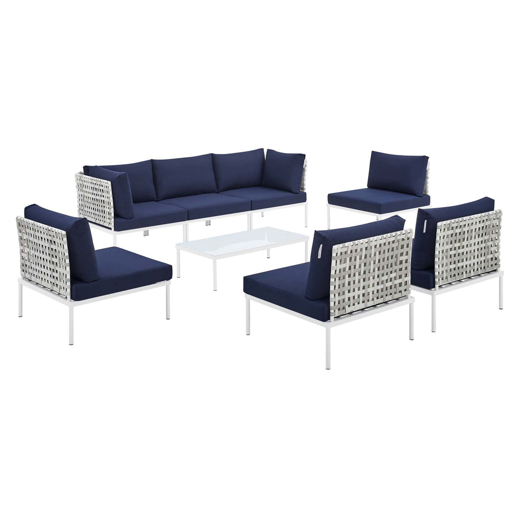 Harmony 8-Piece Sunbrella¨ Basket Weave Outdoor Patio Aluminum Sectional Sofa Set by Modway