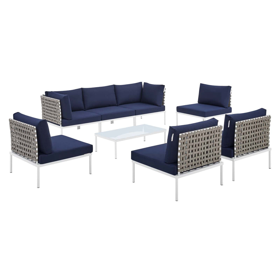 Harmony 8-Piece Sunbrella¨ Basket Weave Outdoor Patio Aluminum Sectional Sofa Set by Modway